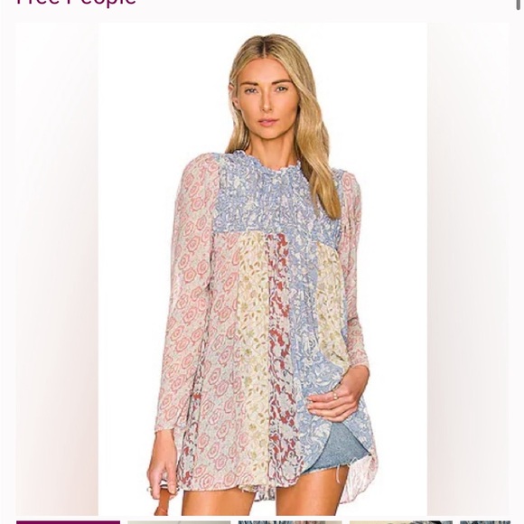 Free People Tops - Free People Blue Floral tunic top